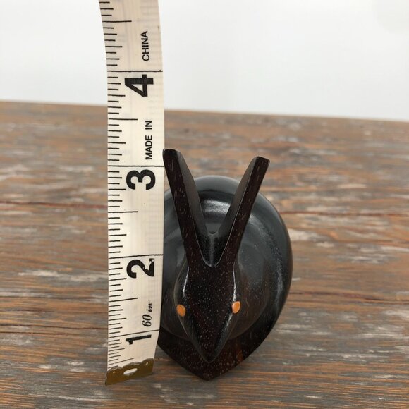 Vintage Hand Crafted Dark Wood Rabbit Figurine 3" Abstract Polished Mid Century - Picture 8 of 10